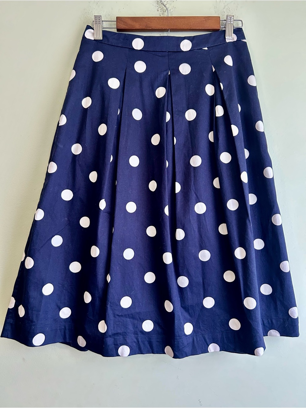 Boden Polka Dot Cotton Midi Skirt